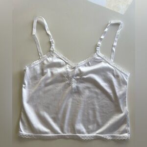 Y2K George Silky Butterfly Embroidered Crop Top - XS